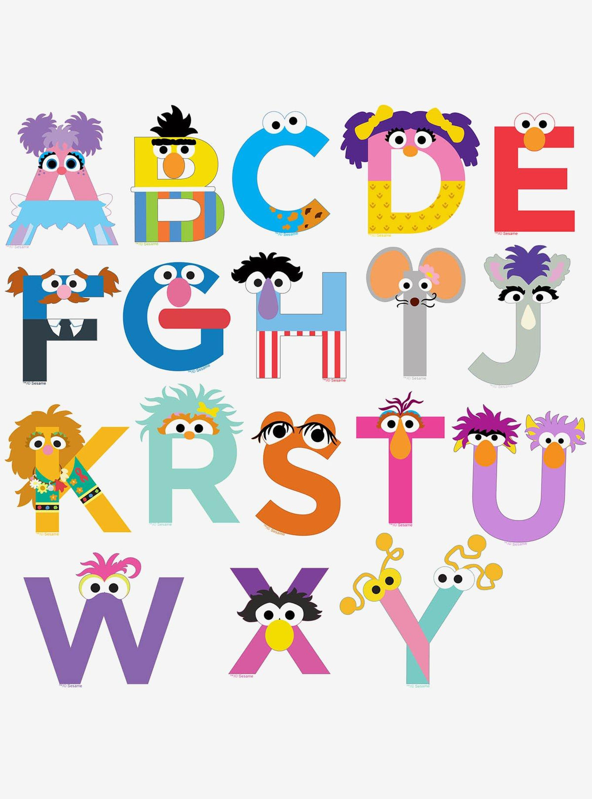 Set de 100 stickers del alfabeto de Sesame Street
