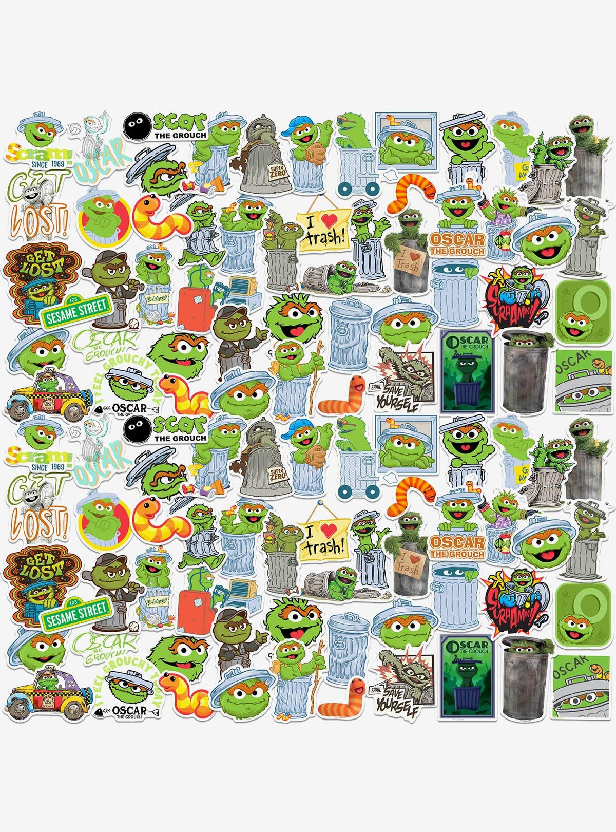 Set de 100 stickers de Oscar the Grouch - Sesame Street