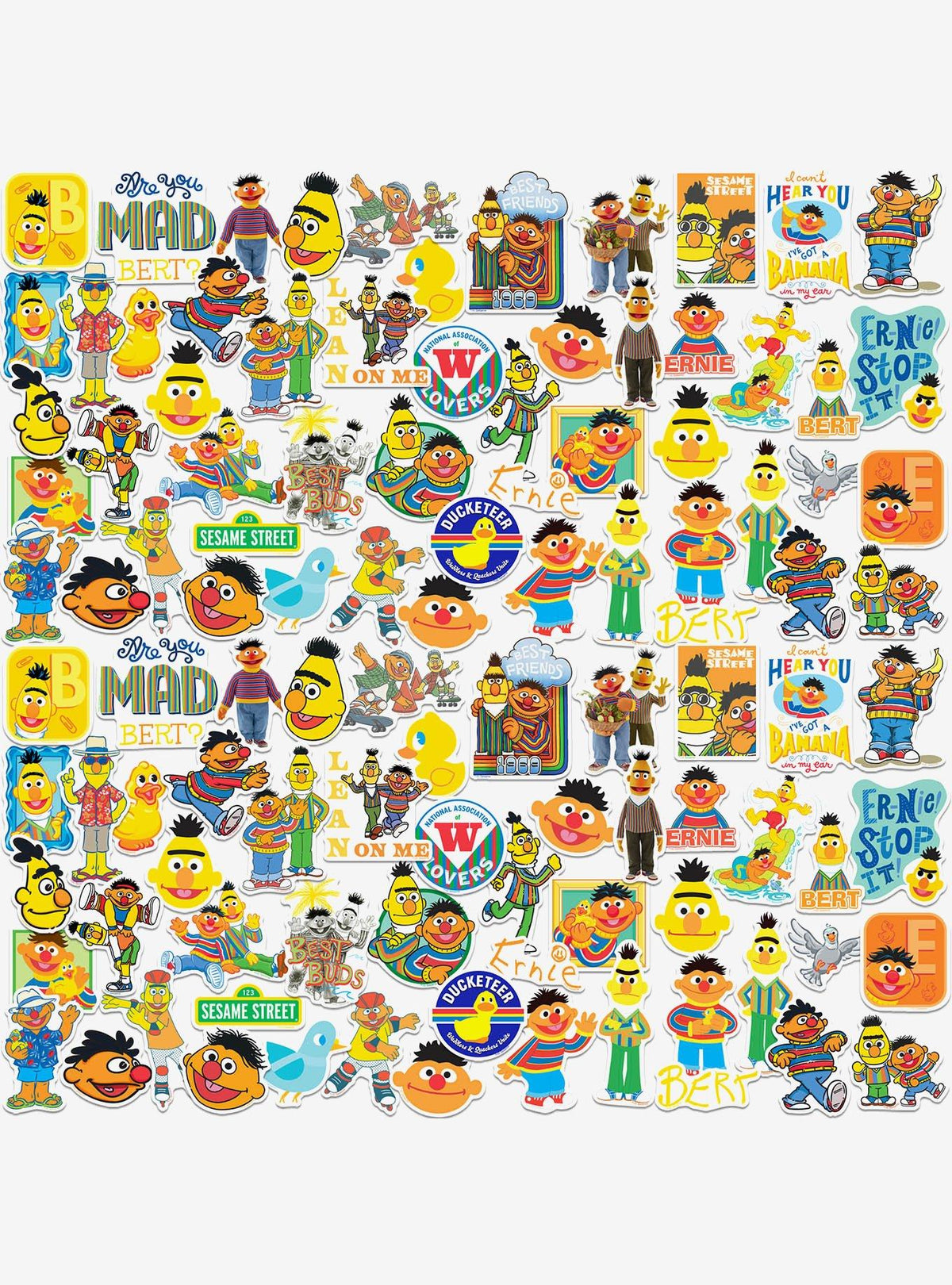 Set de 100 stickers de Bert y Ernie - Sesame Street