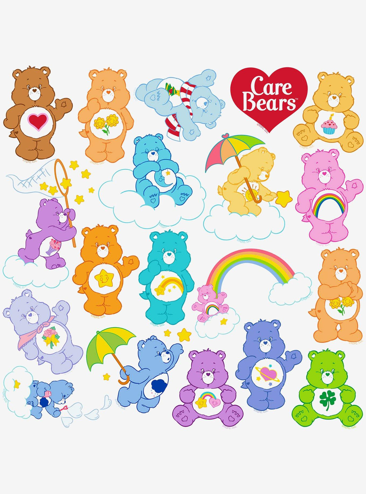 Pack variado de 100 stickers de Care Bears