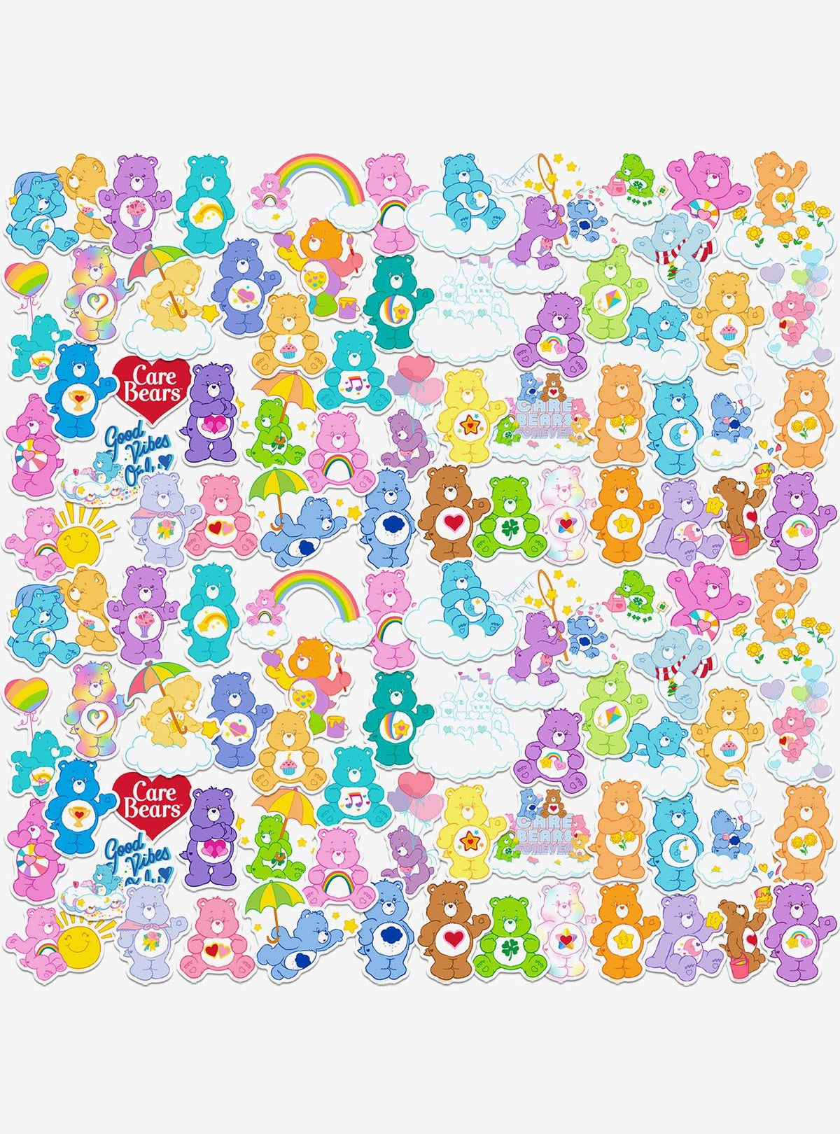 Pack variado de 100 stickers de Care Bears