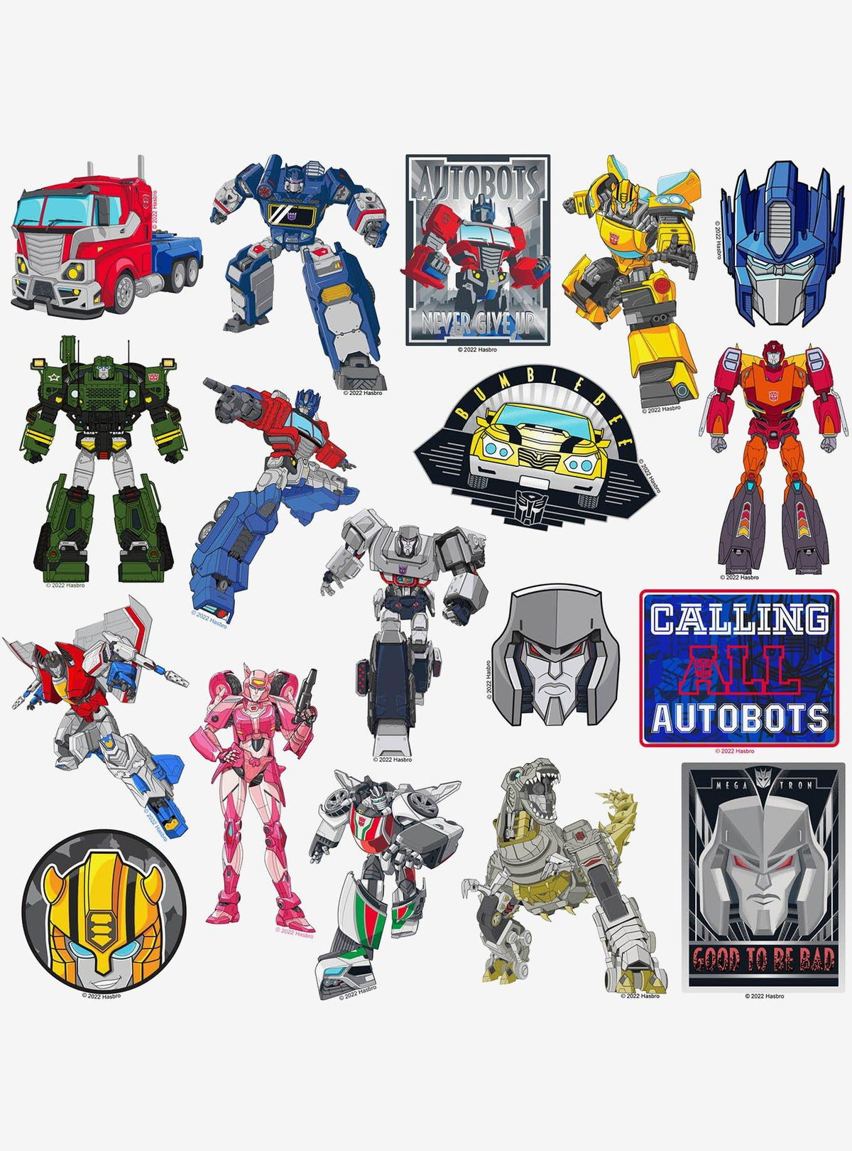 Pack surtido de 100 stickers de Transformers