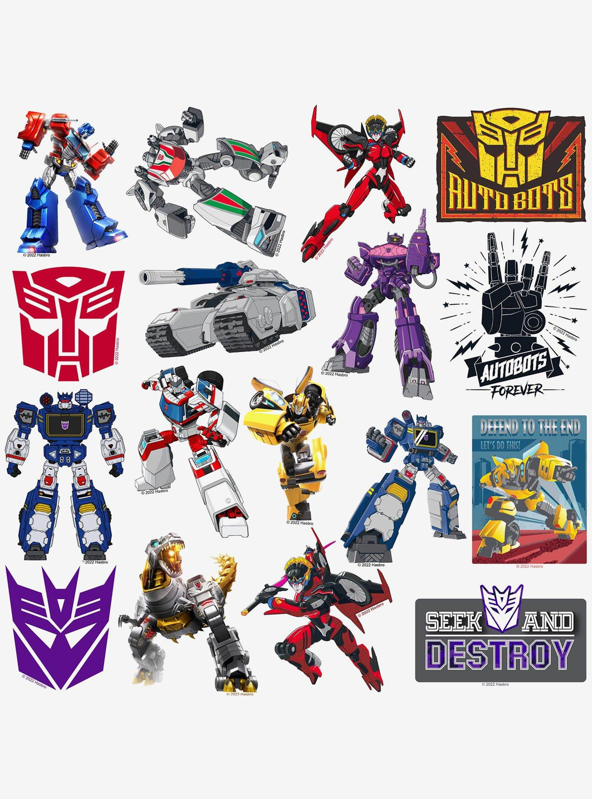 Pack surtido de 100 stickers de Transformers