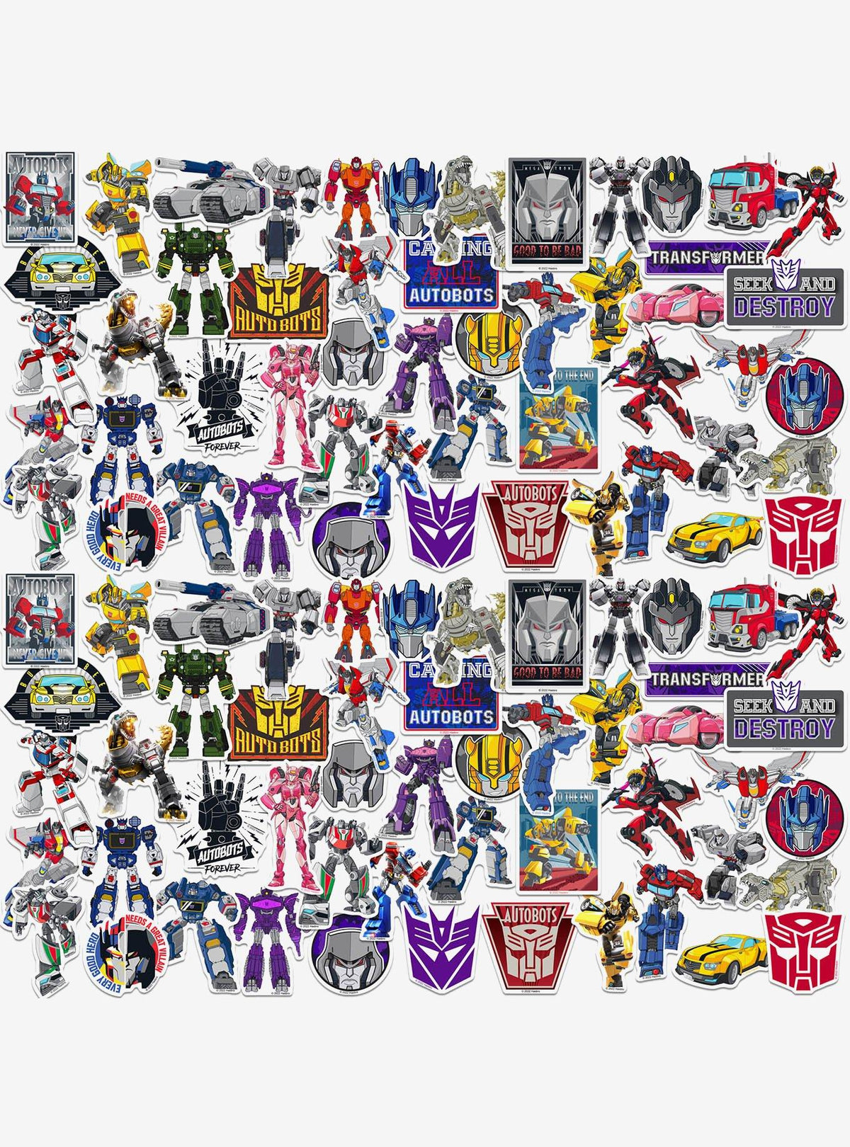 Pack surtido de 100 stickers de Transformers