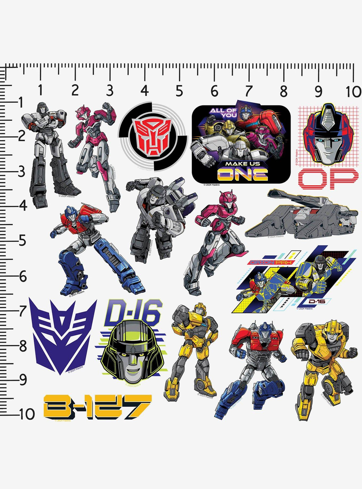 Pack de 100 stickers de vinilo Transformers One