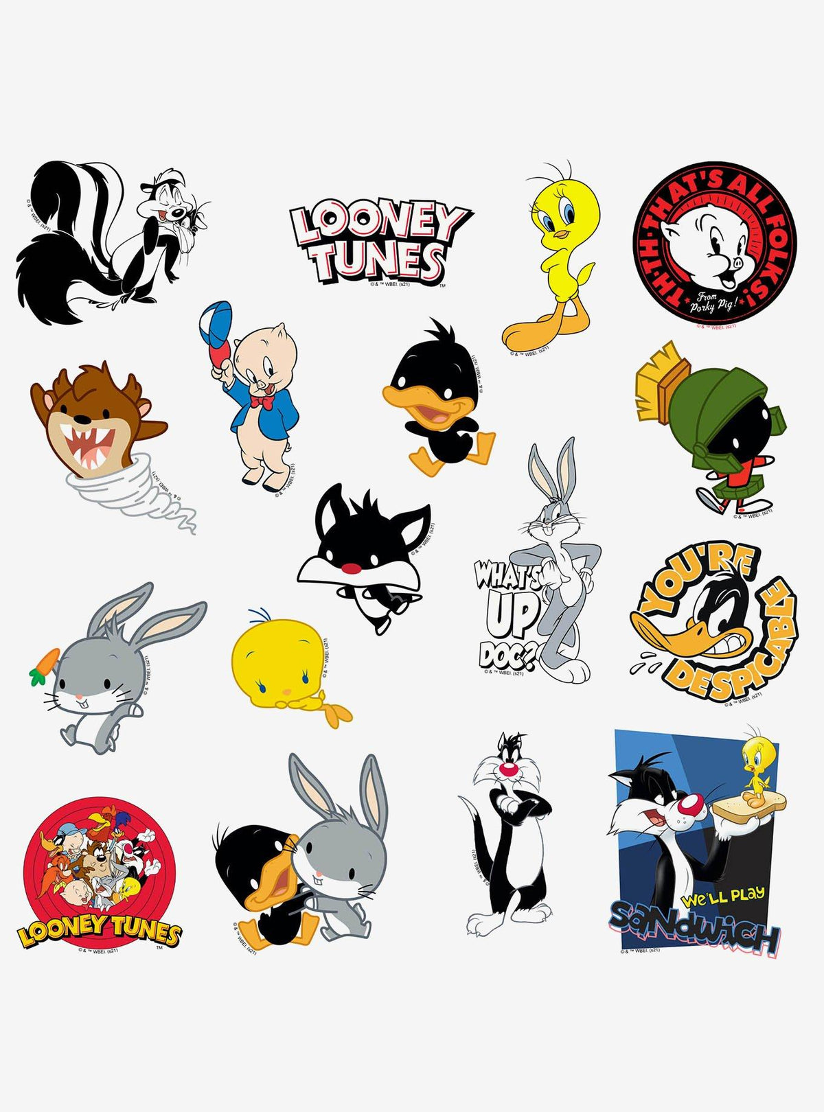 Looney Tunes: pack de 100 stickers de vinilo