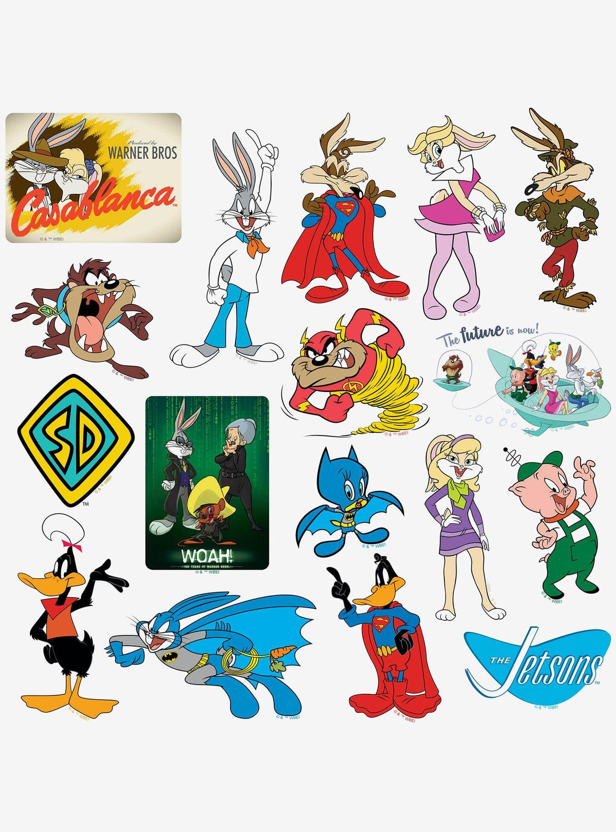 Pack de 100 stickers de vinilo Looney Tunes WB100 Mashup