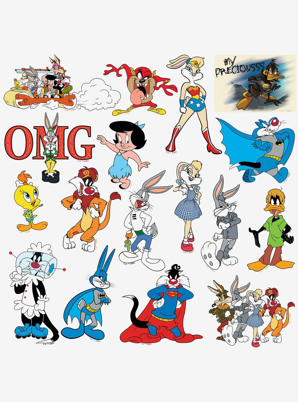 Pack de 100 stickers de vinilo Looney Tunes WB100 Mashup