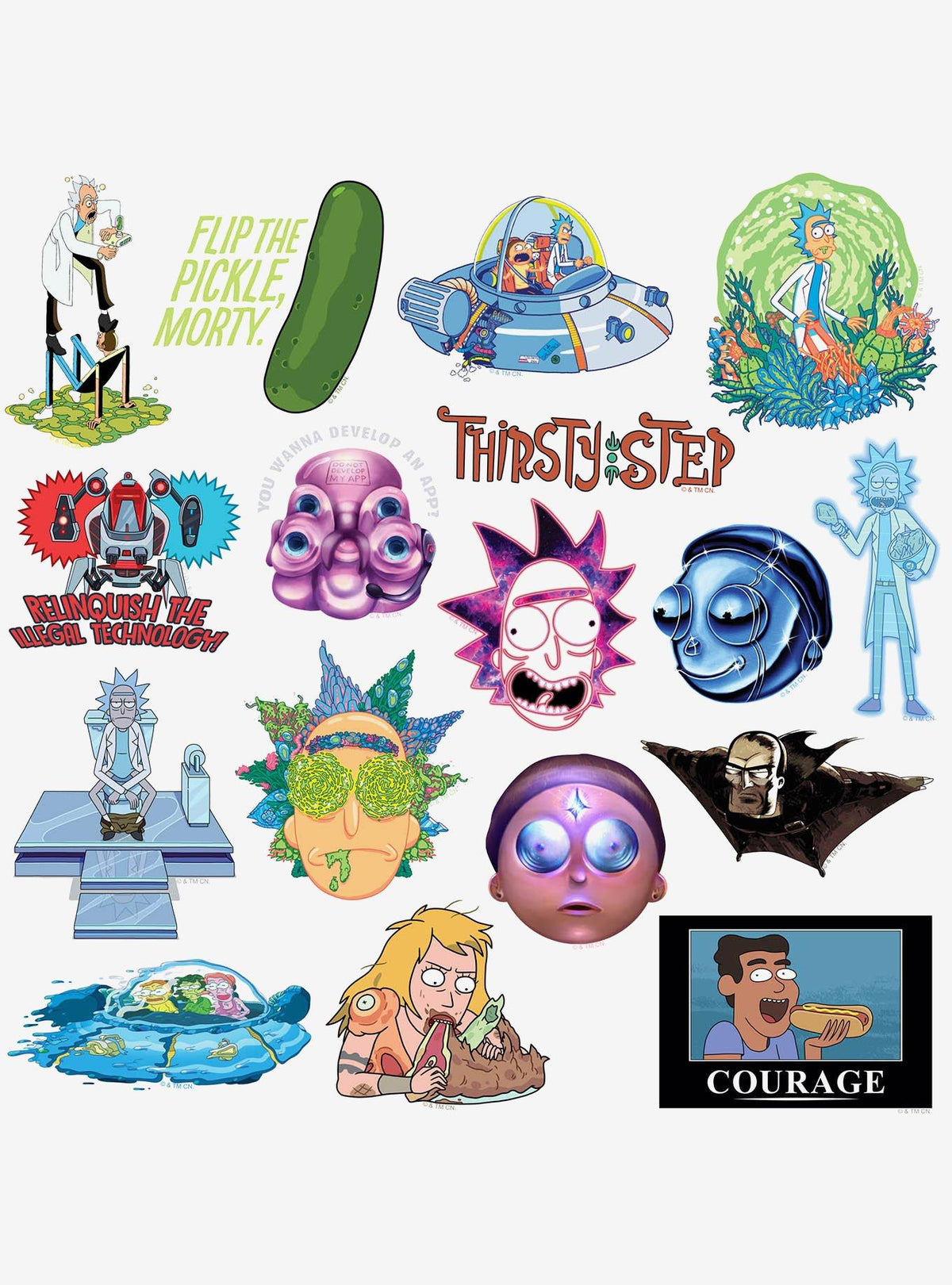 Pack de 100 stickers de vinilo Rick and Morty