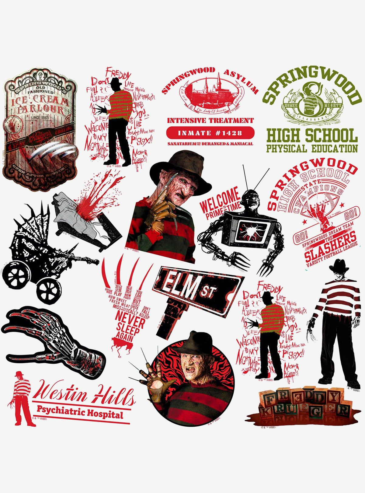 Pack de 100 stickers Pesadilla en la calle Elm