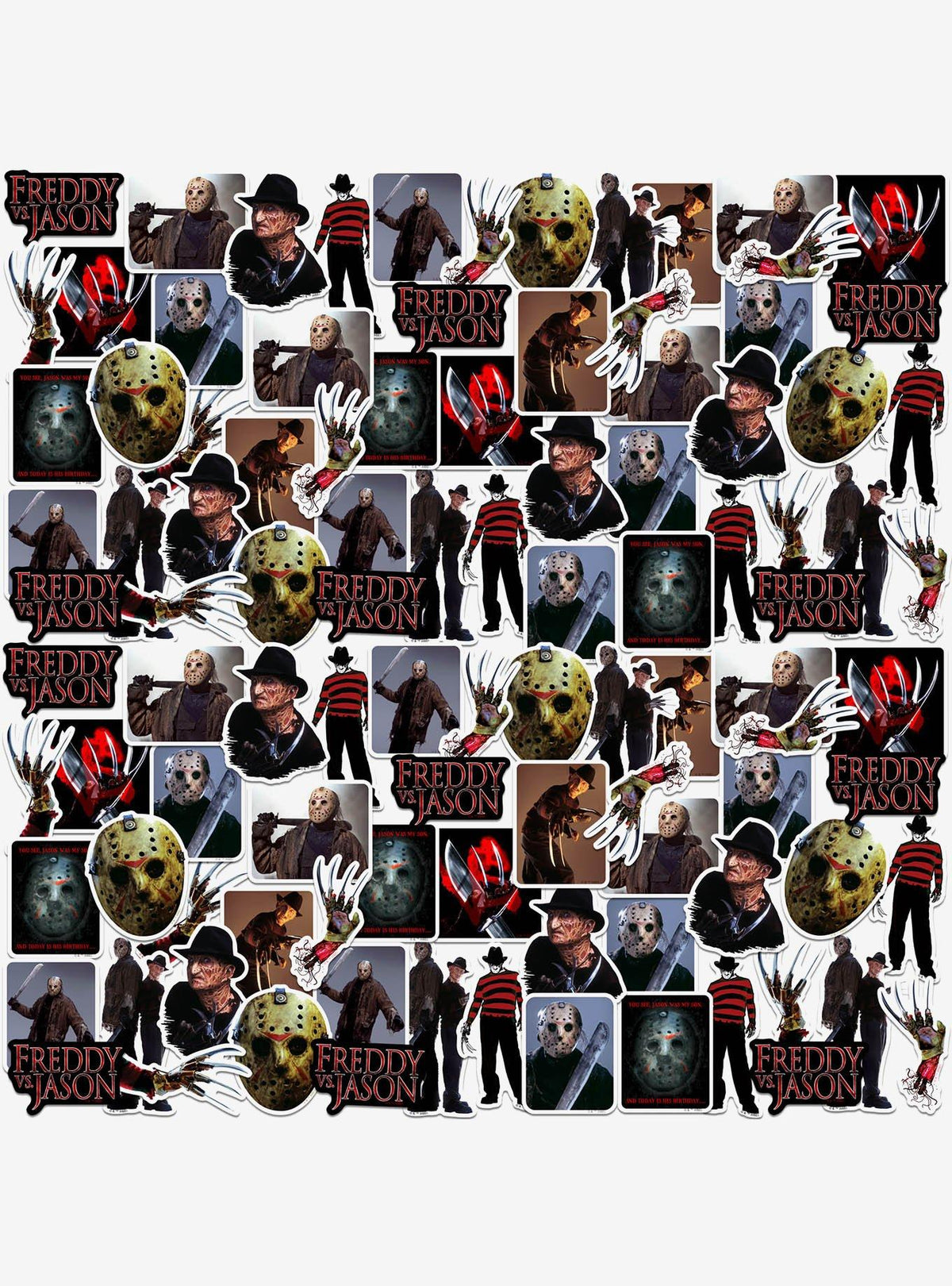 Pack de 100 stickers de Freddy vs. Jason