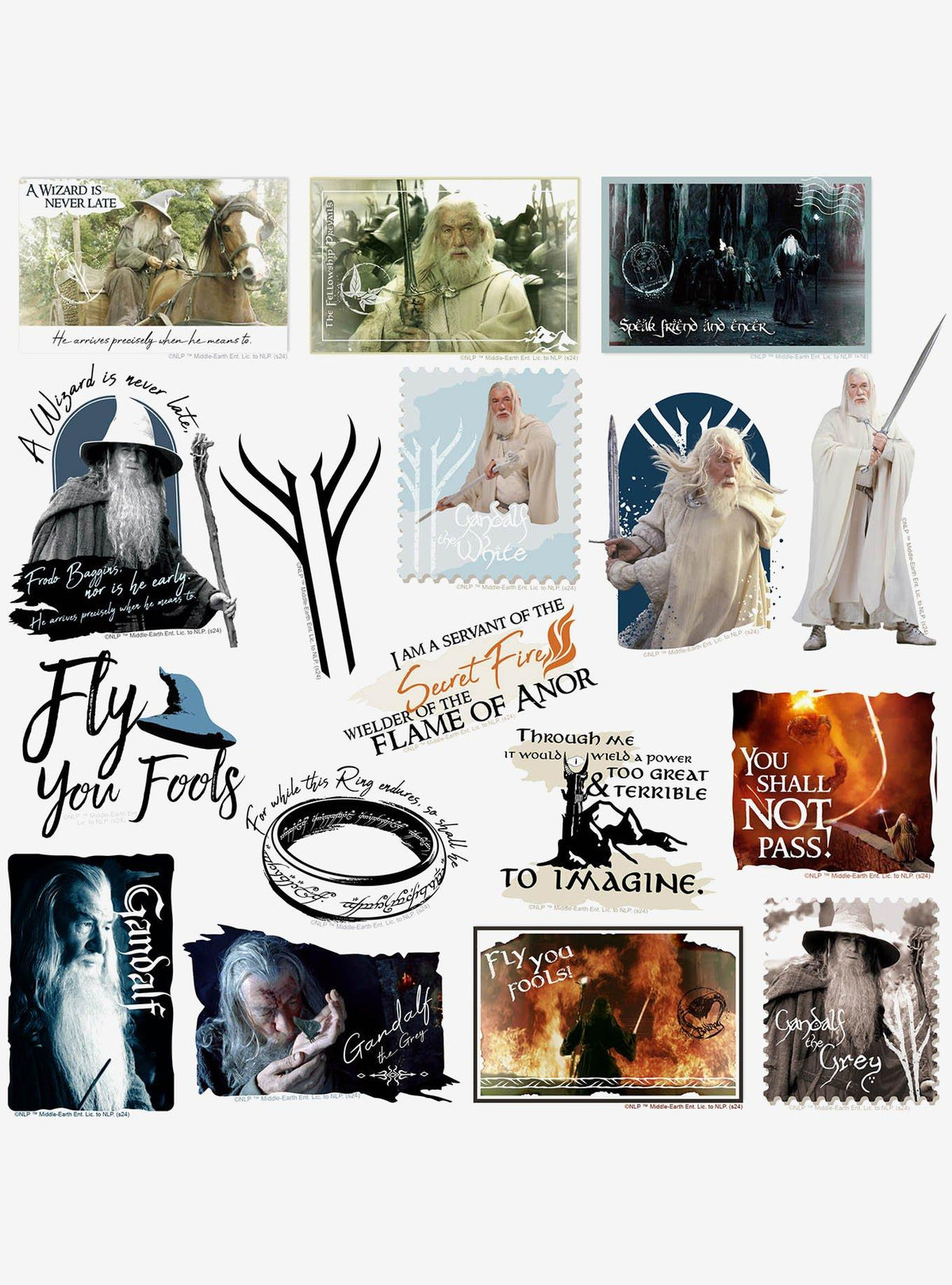 Pack surtido de 100 stickers de Gandalf