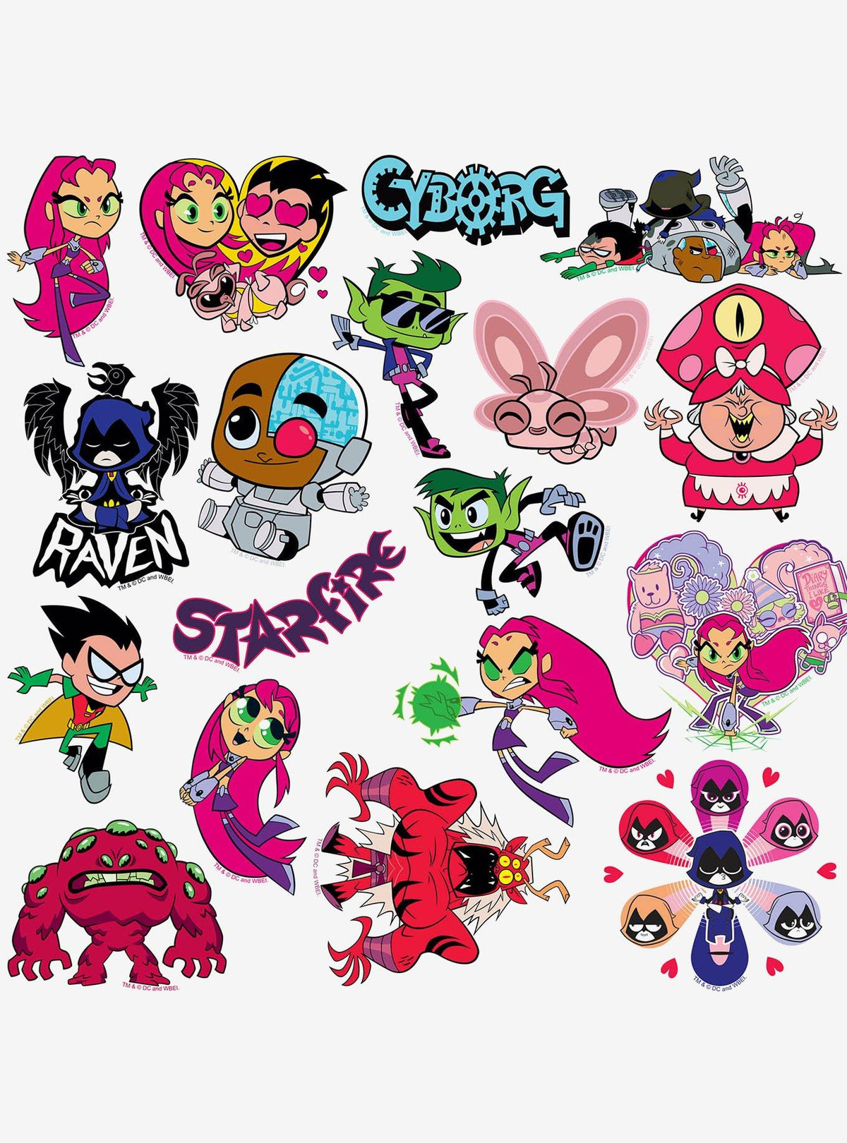 Pack surtido de 100 stickers de Teen Titans Go!