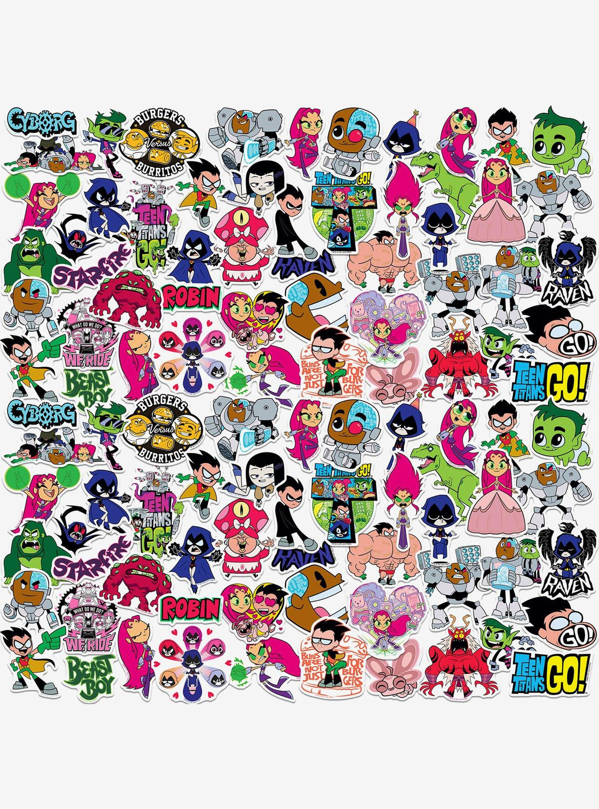 Pack surtido de 100 stickers de Teen Titans Go!