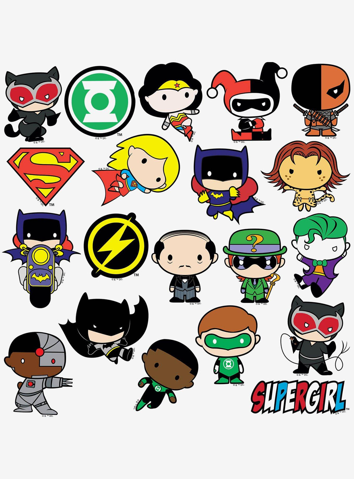 Pack de 100 stickers chibi de la Liga de la Justicia