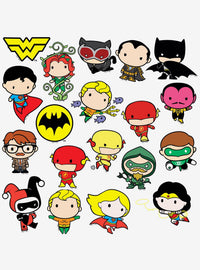 Pack de 100 stickers chibi de la Liga de la Justicia