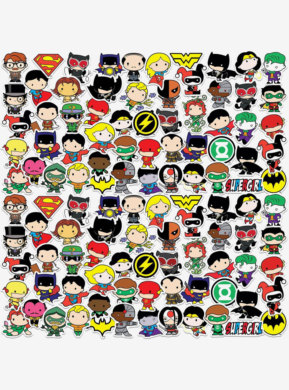 Pack de 100 stickers chibi de la Liga de la Justicia