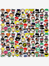 Pack de 100 stickers chibi de la Liga de la Justicia