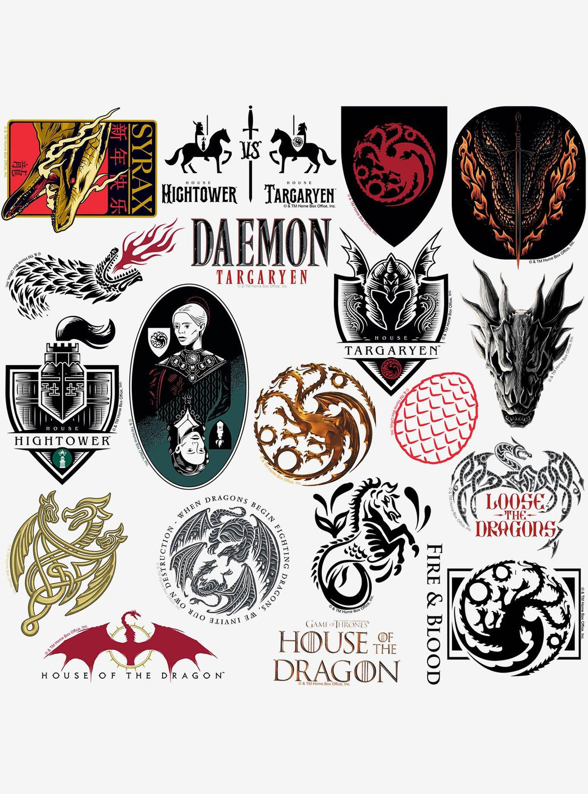 Pack de 100 stickers de vinilo House of the Dragon
