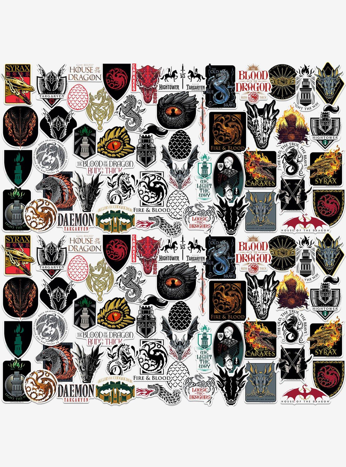 Pack de 100 stickers de vinilo House of the Dragon