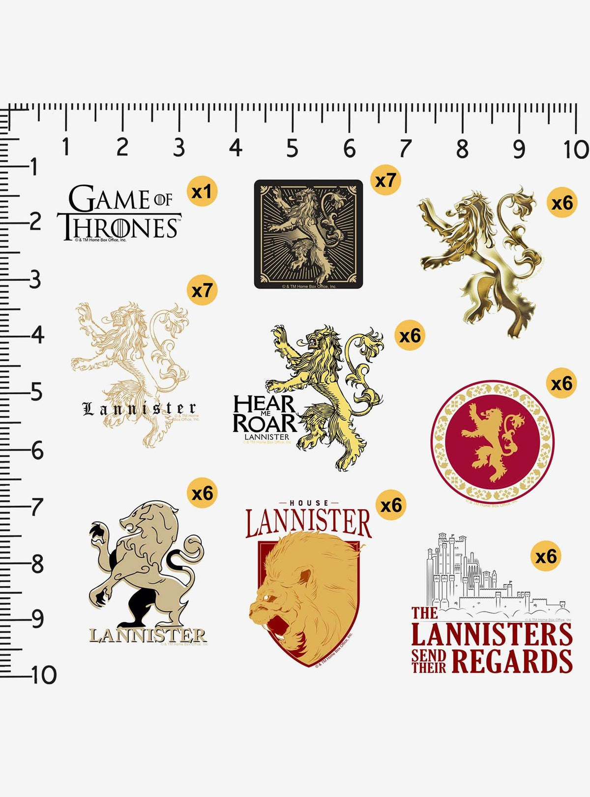 Pack de 100 stickers de vinilo de Game of Thrones: Lannister