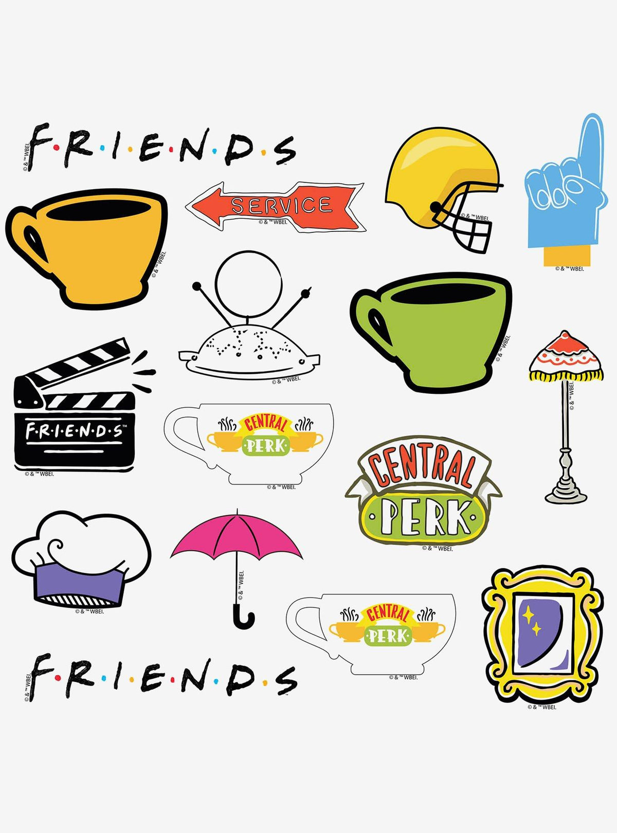 Pack de 100 stickers de vinilo de Friends