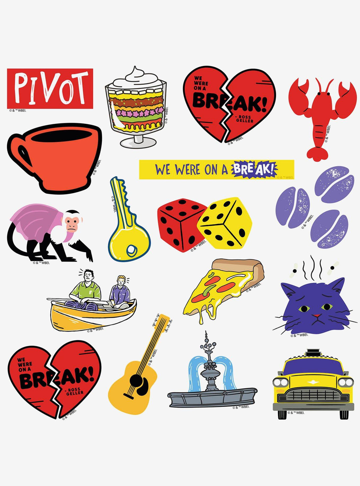 Pack de 100 stickers de vinilo de Friends