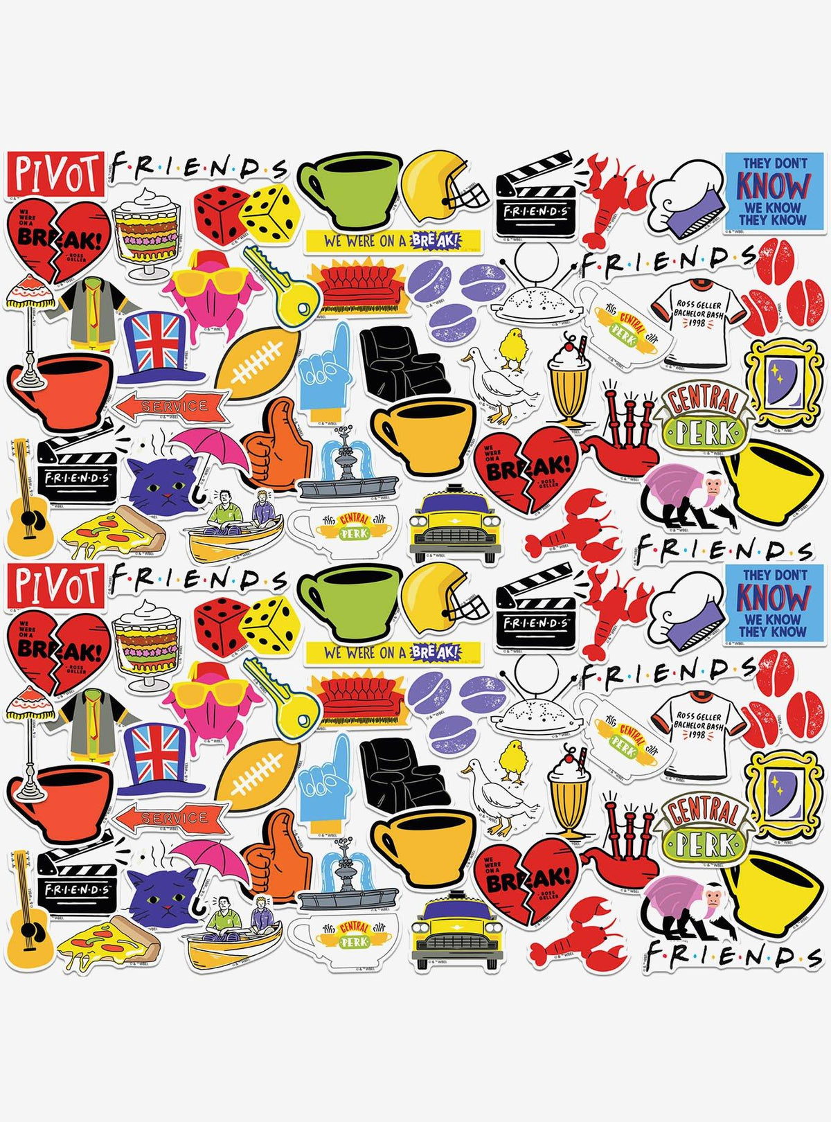 Pack de 100 stickers de vinilo de Friends