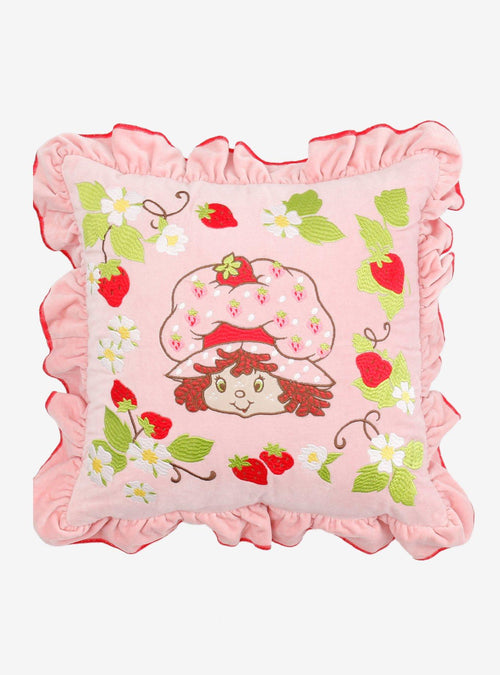 Cojín de terciopelo bordado de Strawberry Shortcake