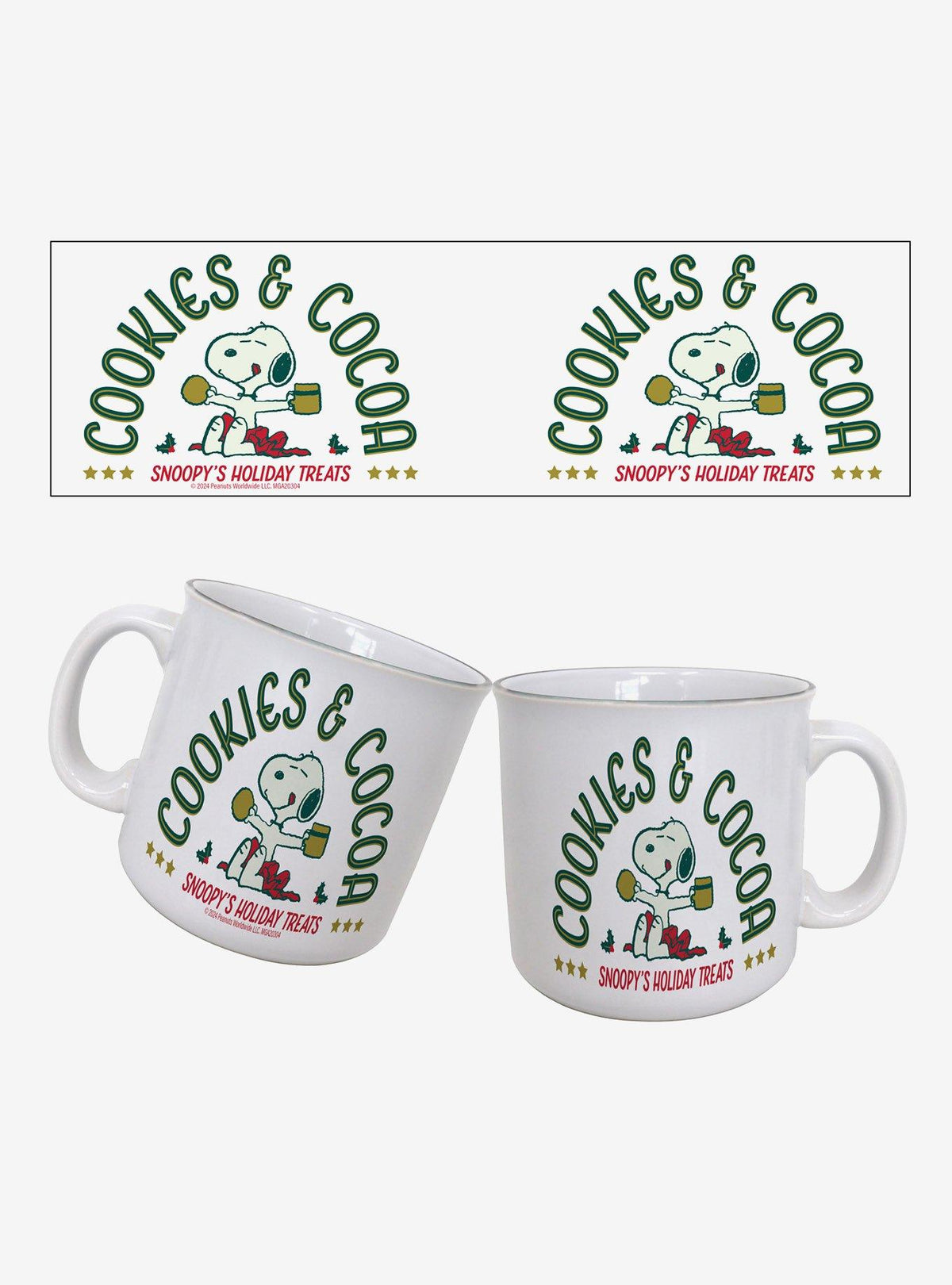 Taza tipo camping Peanuts: Galletas y chocolate caliente