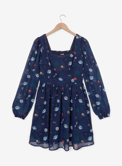 Vestido de gasa Coraline con íconos