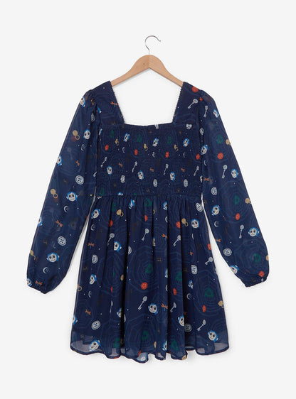 Vestido de gasa Coraline con íconos