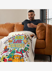 Manta Sherpa Garfield: Paz, amor y lasaña