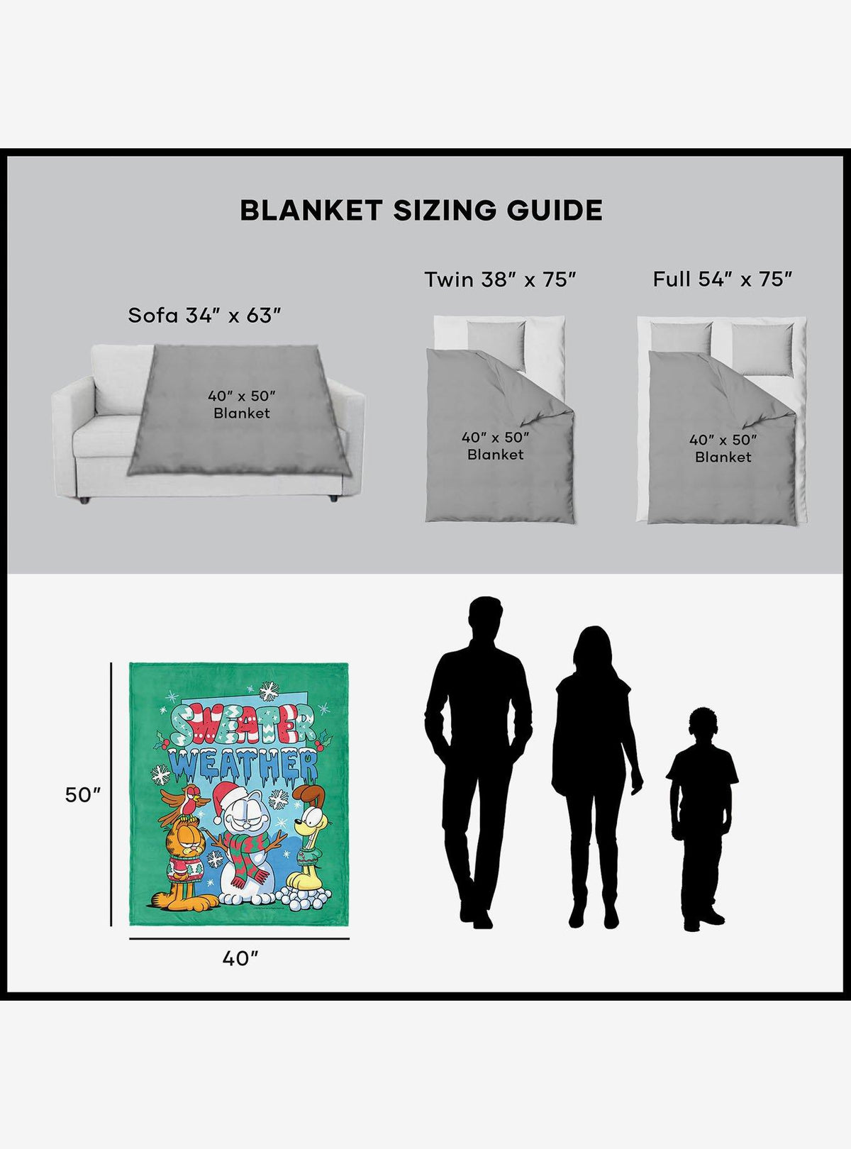 Manta Garfield Sweater Weather 101,6 x 127 cm