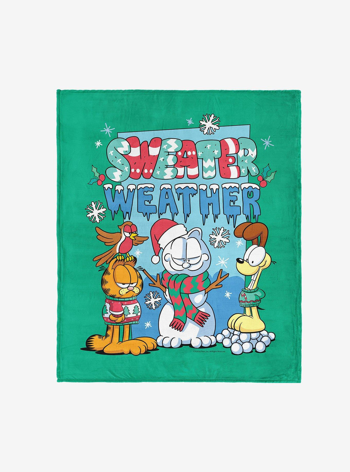 Manta Garfield con diseño de invierno
