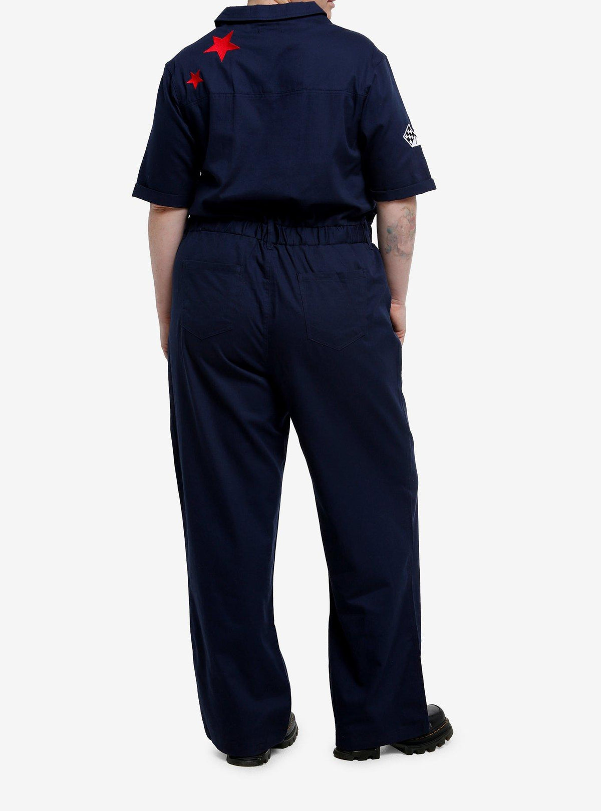 Enterito azul marino con parches para niñas, talla grande