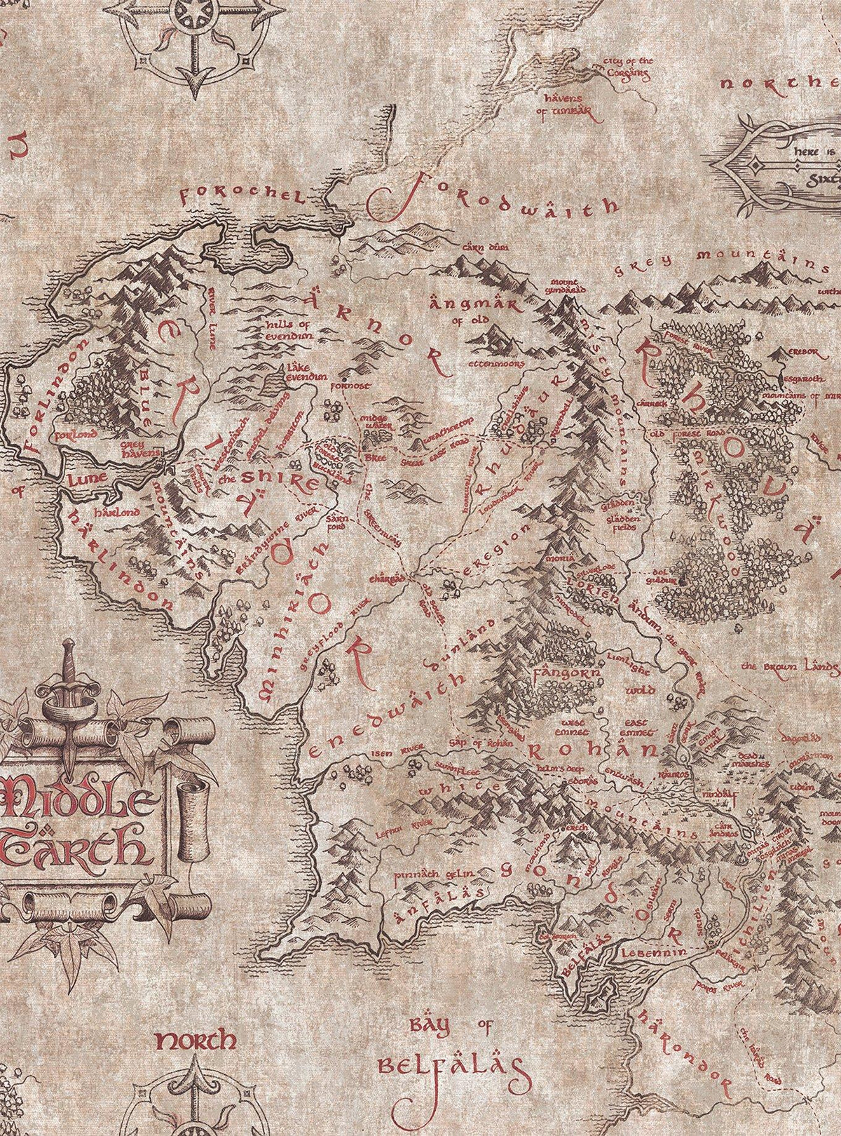 Papel mural autoadhesivo Lord of the Rings: Tierra Media