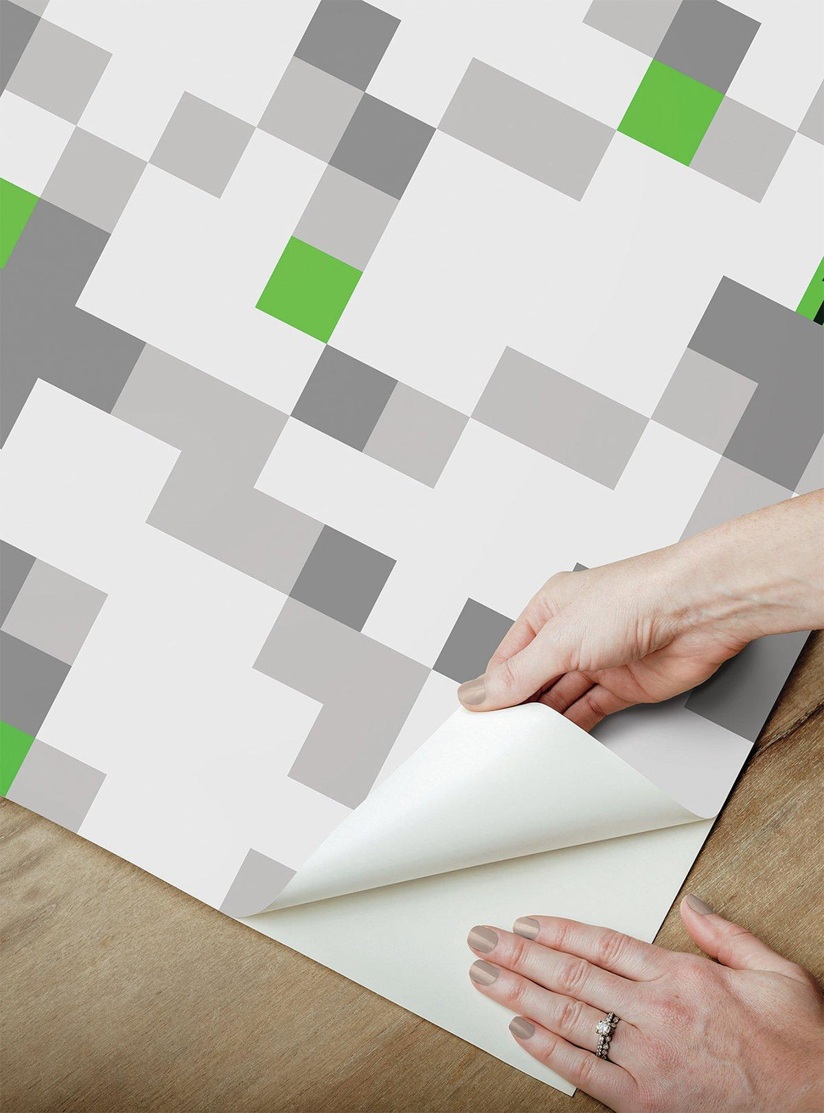 Papel mural adhesivo Minecraft Creeper pixel gris