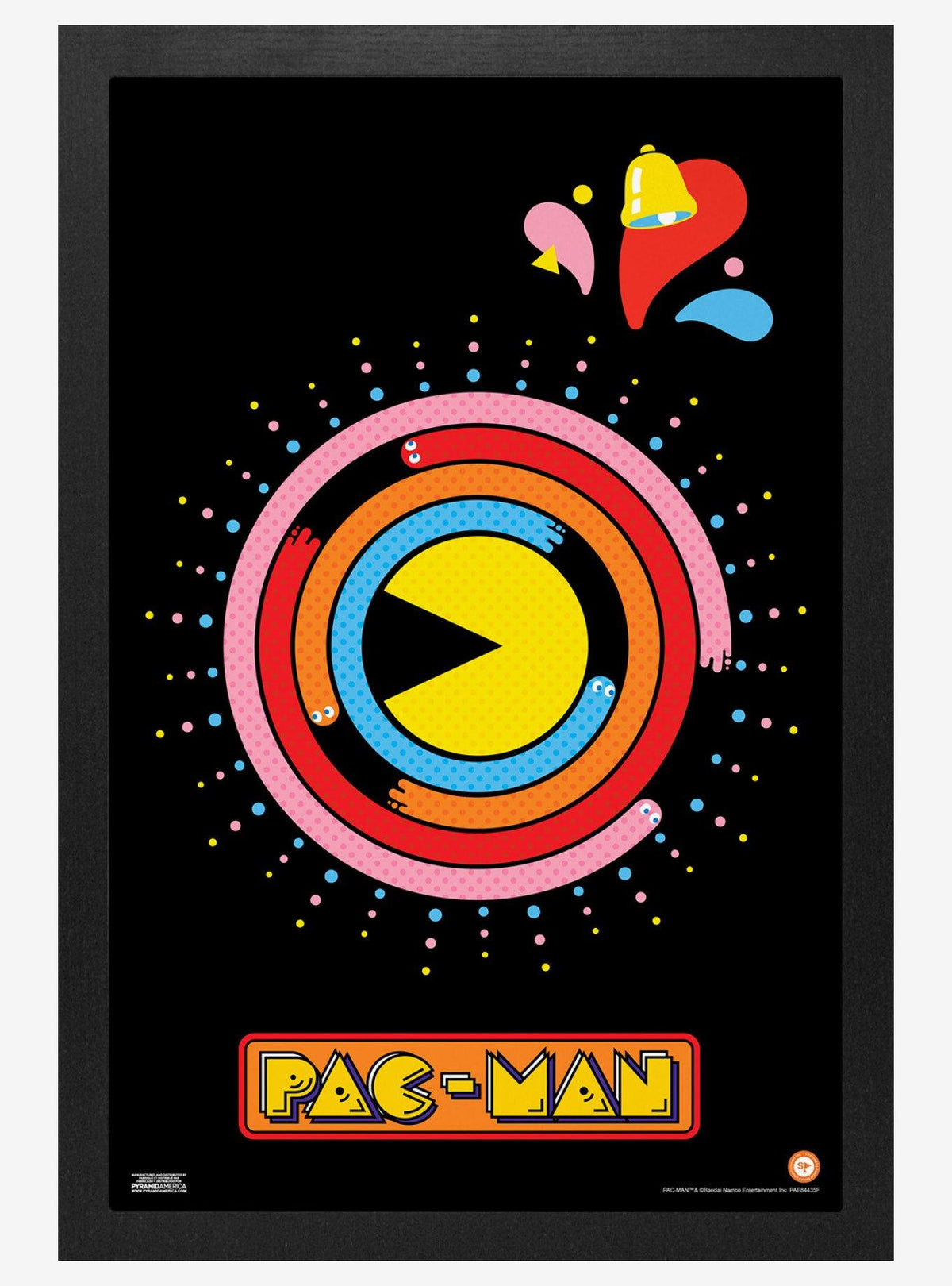 Cuadro enmarcado de Pac-Man con diseño arremolinado