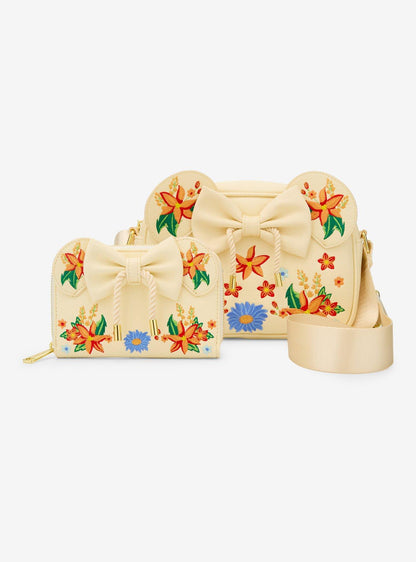 Cartera cruzada Disney Minnie Mouse con flores naranjas
