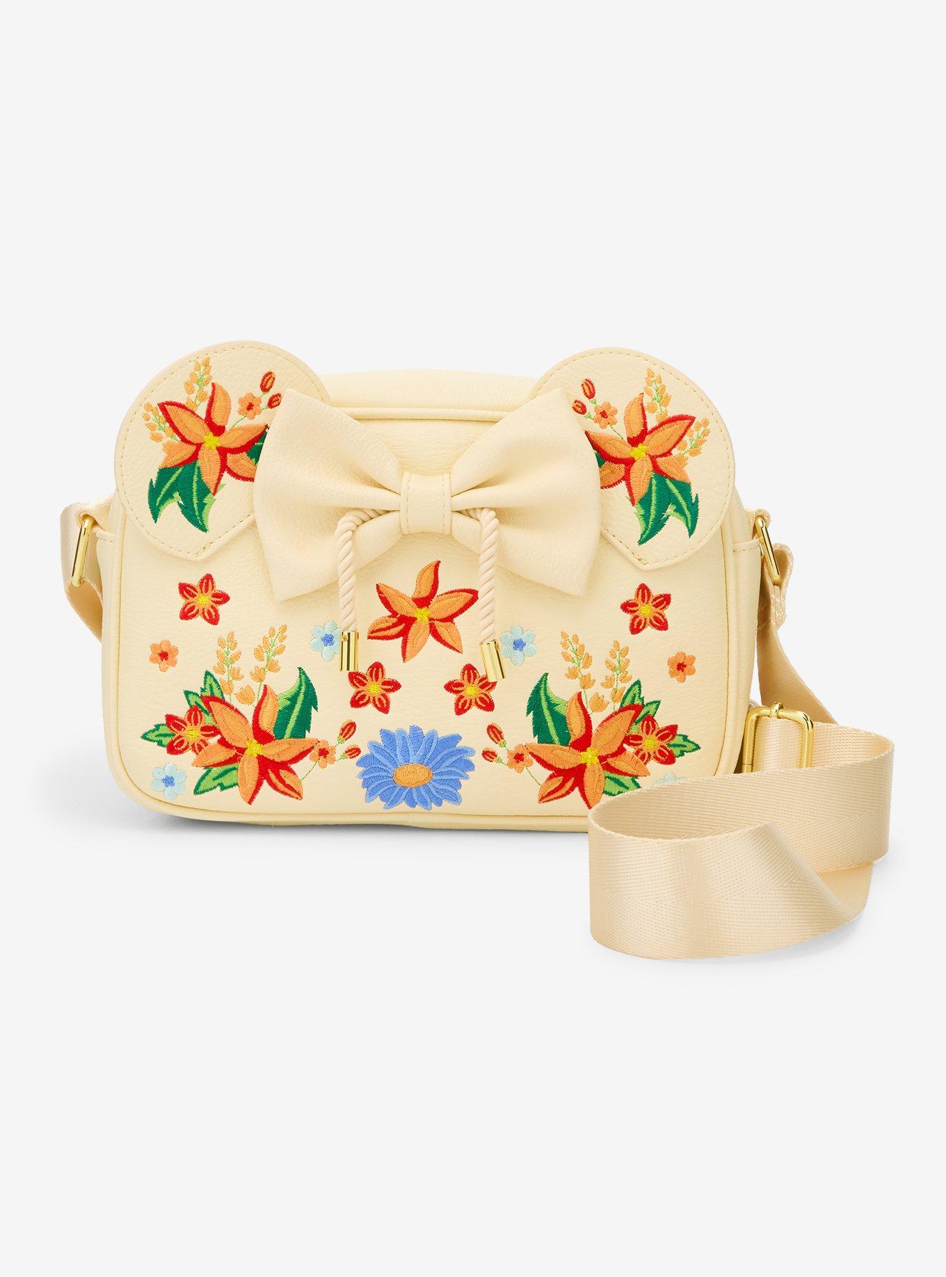 Cartera cruzada Disney Minnie Mouse con flores naranjas