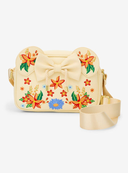 Cartera cruzada Disney Minnie Mouse con flores naranjas