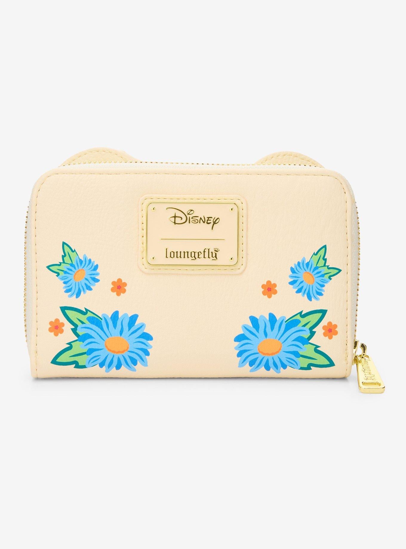 Billetera Minnie Mouse con orejas y flores naranjas