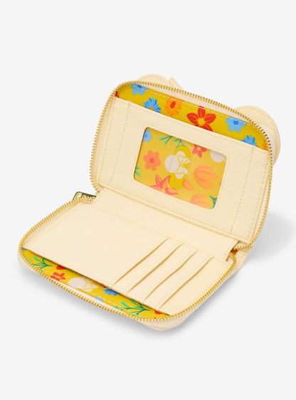 Billetera Minnie Mouse con orejas y flores naranjas