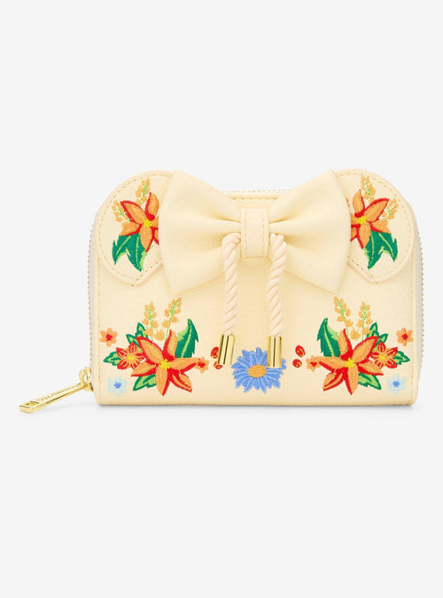 Billetera Minnie Mouse con orejas y flores naranjas