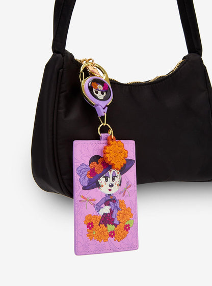 Lanyard retráctil floral de Minnie Mouse Día de los Muertos