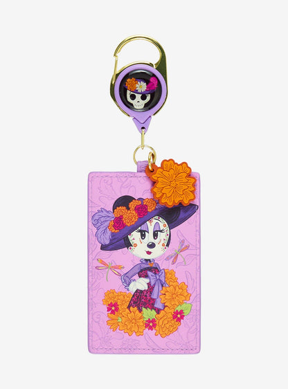 Lanyard retráctil floral de Minnie Mouse Día de los Muertos