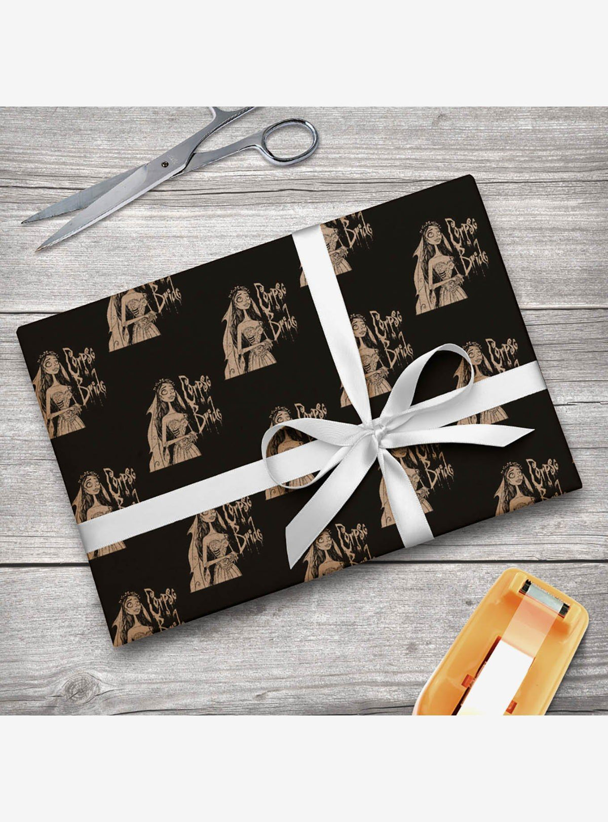 Papel de regalo Corpse Bride con logo y silueta