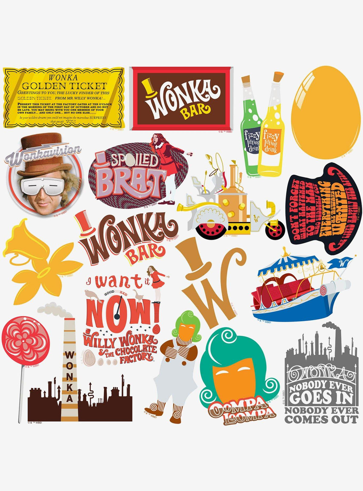 Willy Wonka y la fábrica de chocolate: 100 stickers