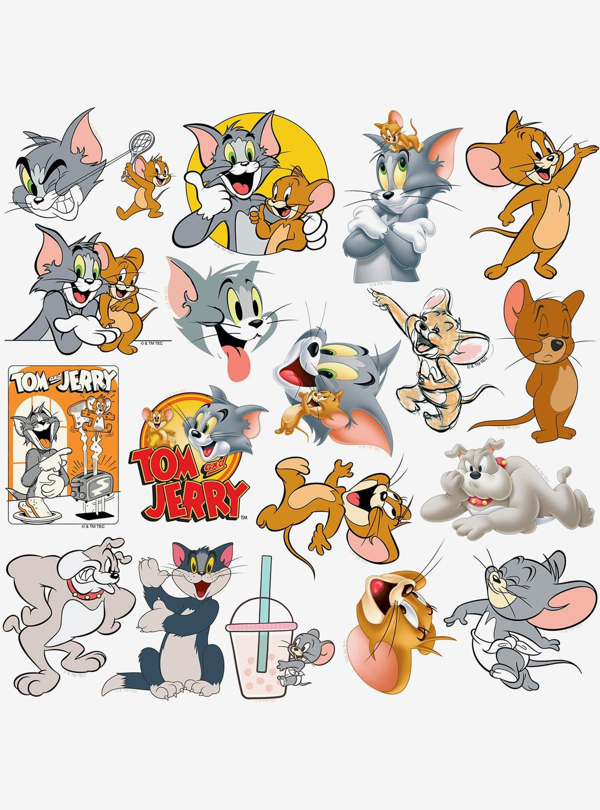 Pack de 100 stickers variados de Tom y Jerry